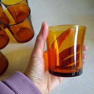 Vintage 60s Duralex France large amber glasses tumblers #5